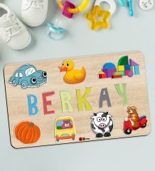 BK Toys Çocuklara Özel İsimli Büyük Boy Ahşap Eğitici Yapboz Puzzle 50x30cm - Model 10