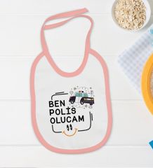 BK Kids Polis Olucam Tasarımlı Pembe Bebek Body Zıbın ve Mama Önlüğü Hediye Seti-1