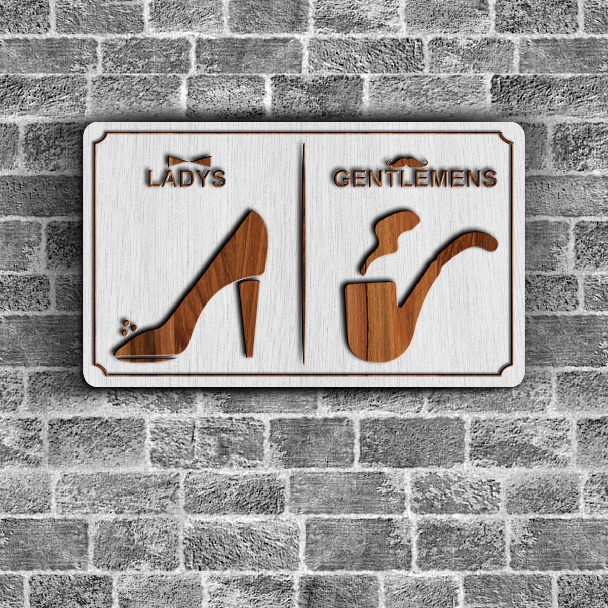 Bay & Bayan WC Ahşap Yönlendirme Levhası - A3