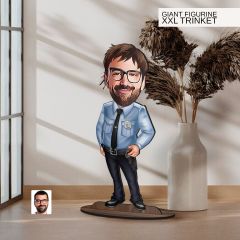 BK Gift Kişiye Özel Polis Karikatürlü Büyük Boy Ahşap Biblo-1 Arkadaşa Hediye , Sevgiliye Hediye, Kişiye Özel Biblolar