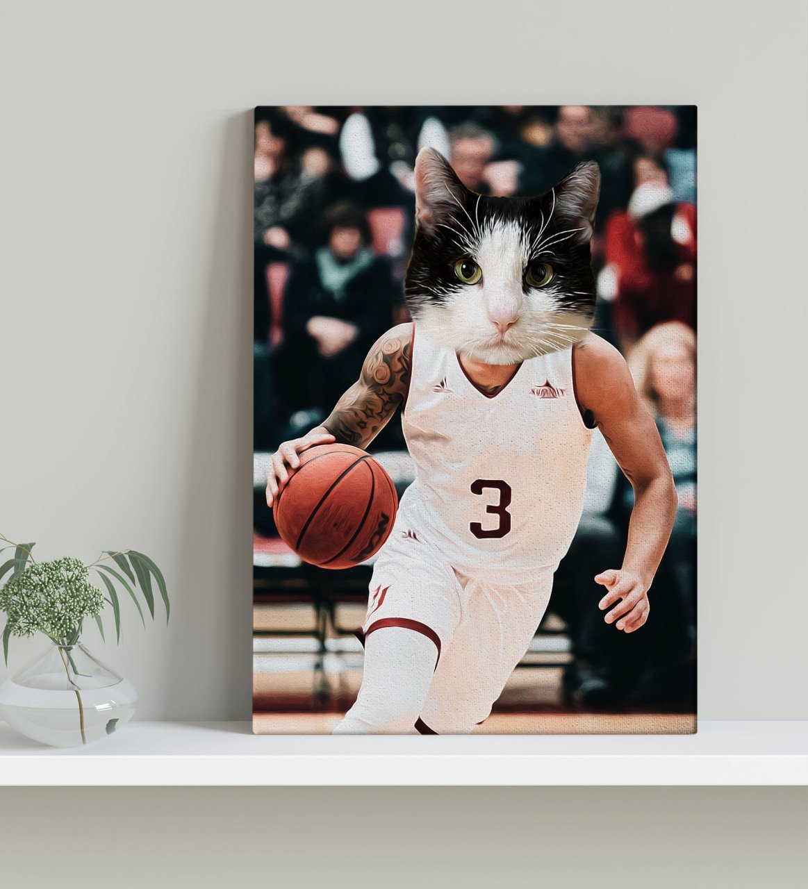 Evcil Dostlara Özel Basketbol Oyuncusu Tasarımlı Portre Kanvas Tablo 30x50cm-2