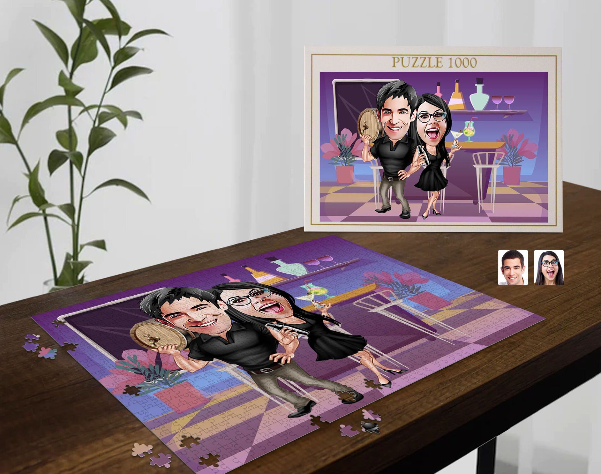 BK Gift Kişiye Özel Sevgililer Karikatürlü 1000 Parça Profesyonel Puzzle-15