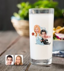 Kişiye Özel Evleniyoruz Karikatürlü Rakı Bardağı-2