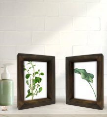 Bk Gift Banyo Dekoratif 2'li Doğal Masif Ahşap Çerçeve 15x20cm-20