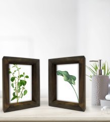 Bk Gift Banyo Dekoratif 2'li Doğal Masif Ahşap Çerçeve 15x20cm-20