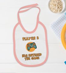 BK Kids Player 3 Tasarımlı Pembe Bebek Body Zıbın ve Mama Önlüğü Hediye Seti-1