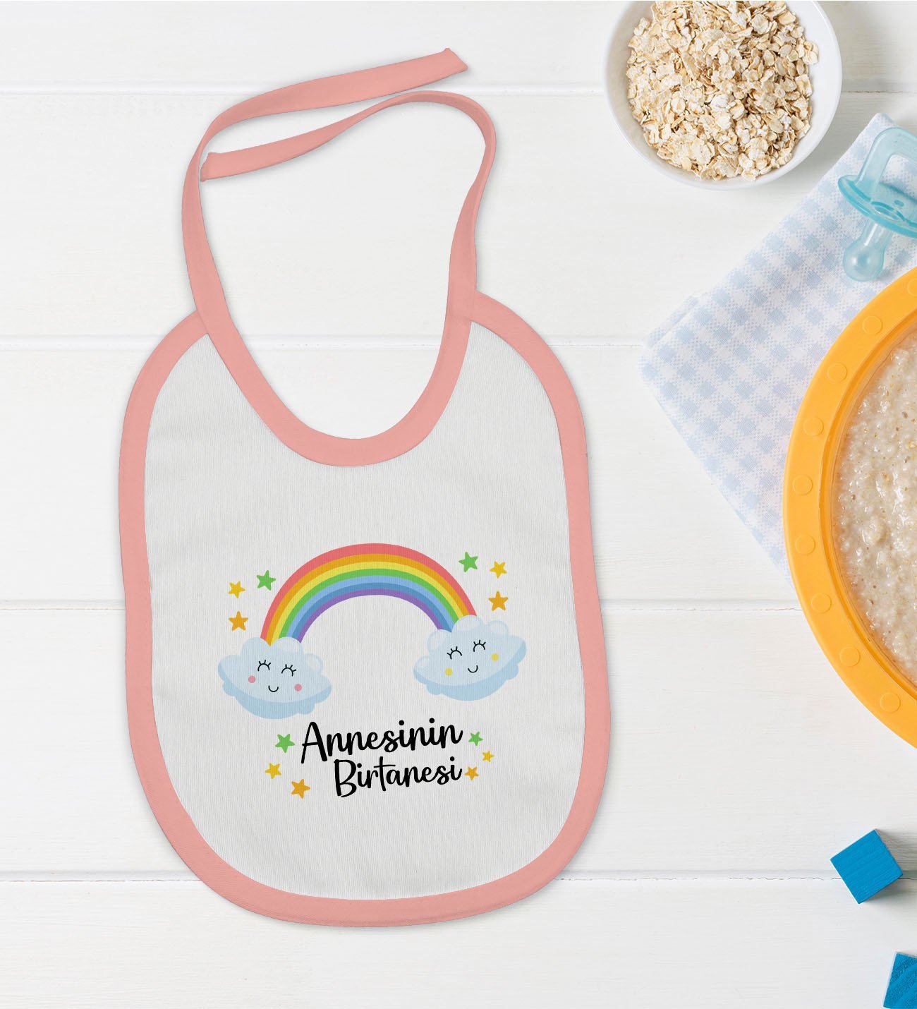 BK Kids Annesinin Bir Tanesi Pembe Bebek Mama Önlüğü