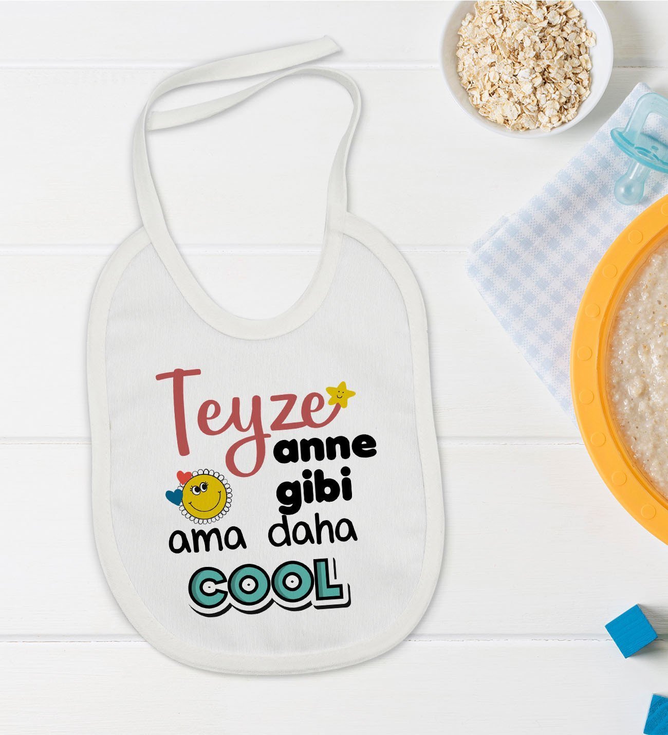 BK Kids Teyze Anne Gibi Tasarımlı Bebek Mama Önlüğü - Model 1