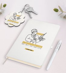 Kişiye Özel Diş Hekimi Beyaz Defter Kalem ve Anahtarlık Hediye Seti-4