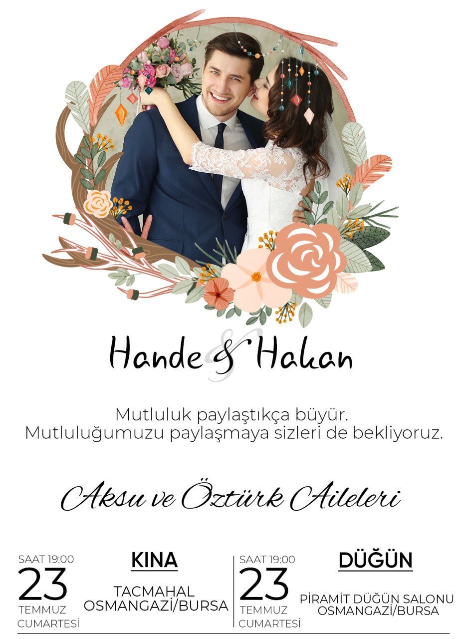 Kişiye Özel Fotoğraflı Bitmeyen Düğün Davetiyesi Model 71