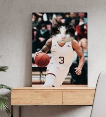 Evcil Dostlara Özel Basketbol Oyuncusu Tasarımlı Portre Kanvas Tablo 50x70cm-2