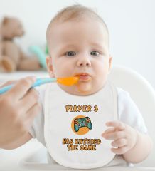 BK Kids Player 3 Tasarımlı Beyaz Bebek Body Zıbın ve Mama Önlüğü Hediye Seti-1