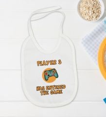 BK Kids Player 3 Tasarımlı Beyaz Bebek Body Zıbın ve Mama Önlüğü Hediye Seti-1