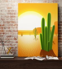 BK Gift Kaktüsler Tasarımlı Kanvas Tablo 70x100cm-1