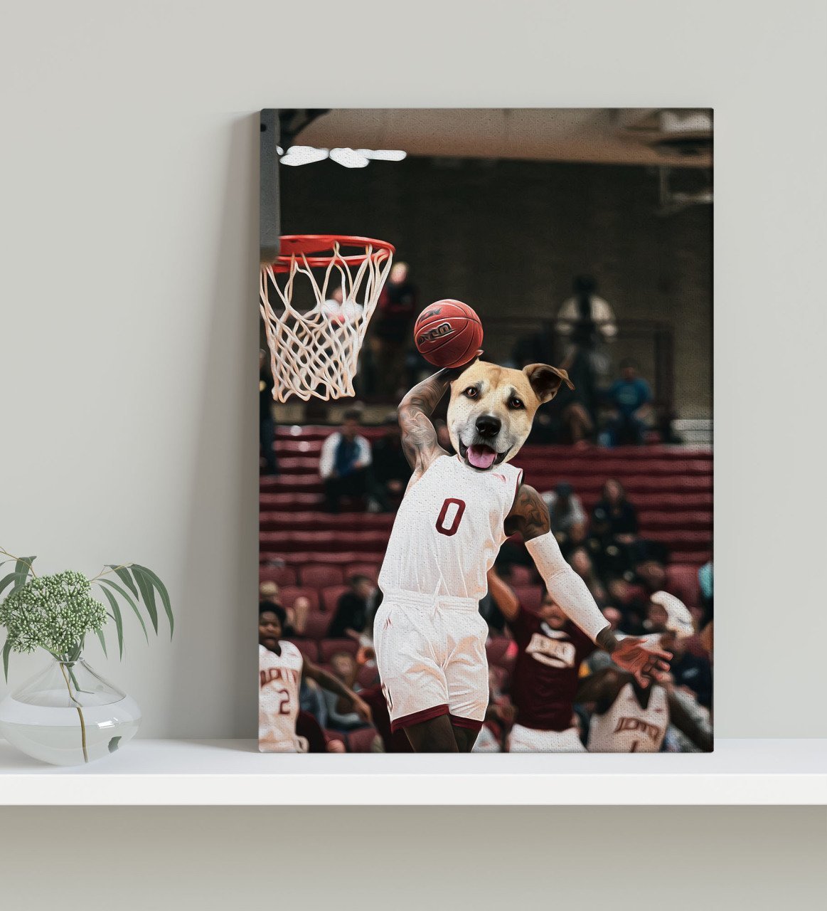 Evcil Dostlara Özel Basketbol Oyuncusu Tasarımlı Portre Kanvas Tablo 30x50cm-1