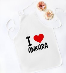 BK Gift I Love Şehir Serisi Beyaz Mutfak Önlüğü - Model 1