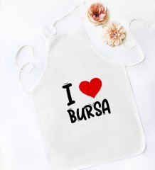 BK Gift I Love Şehir Serisi Beyaz Mutfak Önlüğü - Model 1