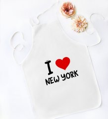 BK Gift I Love Şehir Serisi Beyaz Mutfak Önlüğü - Model 1