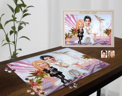 BK Gift Kişiye Özel Sevgililer Karikatürlü 1000 Parça Profesyonel Puzzle-13
