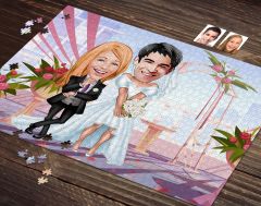 BK Gift Kişiye Özel Sevgililer Karikatürlü 1000 Parça Profesyonel Puzzle-13