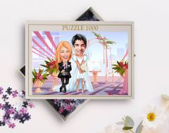 BK Gift Kişiye Özel Sevgililer Karikatürlü 1000 Parça Profesyonel Puzzle-13