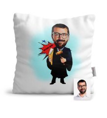 Kişiye Özel Hakim Karikatür Saten Yastık - 1