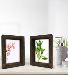 Bk Gift Banyo Dekoratif 2'li Doğal Masif Ahşap Çerçeve 15x20cm-18