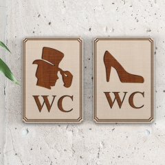 Bay & Bayan WC Ahşap Yönlendirme Levhası - 3