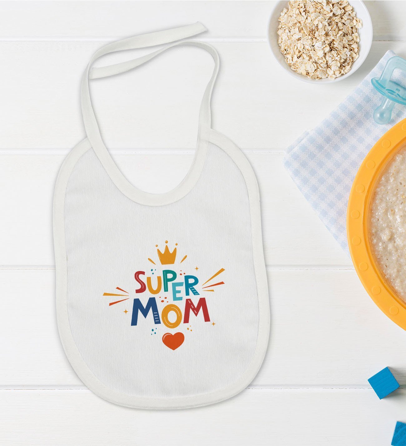BK Kids Super Mom Tasarımlı Bebek Mama Önlüğü - Model 1