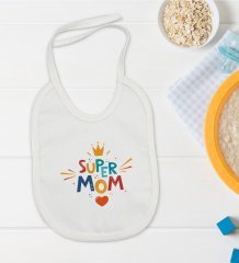 BK Kids Super Mom Tasarımlı Bebek Mama Önlüğü - Model 1