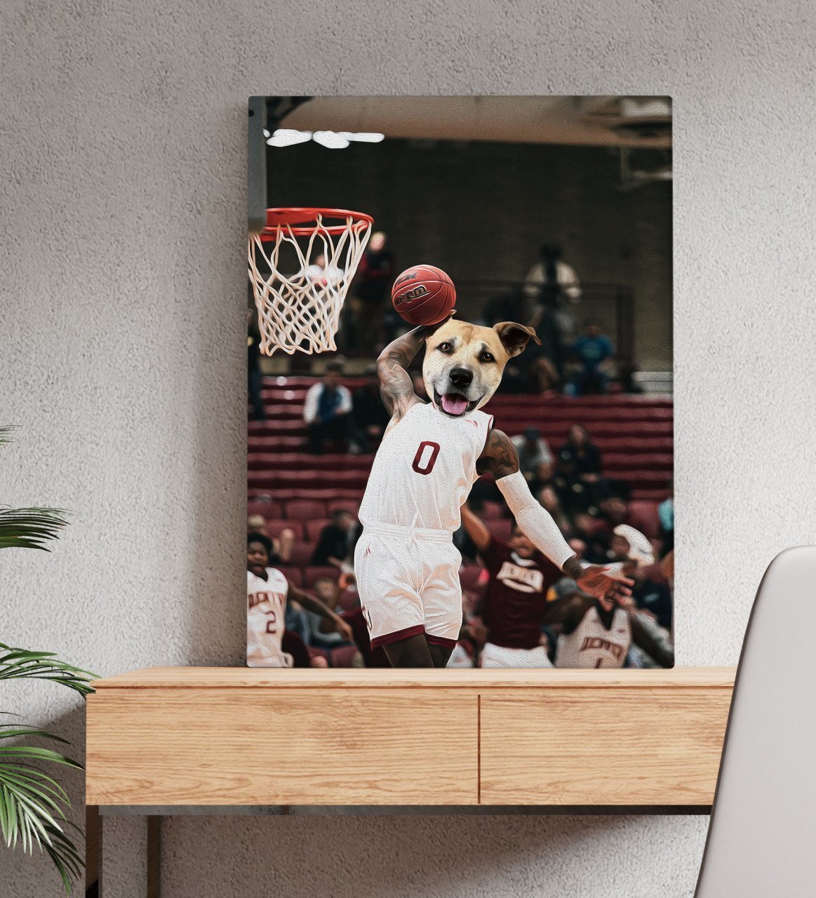 Evcil Dostlara Özel Basketbol Oyuncusu Tasarımlı Portre Kanvas Tablo 50x70cm-1
