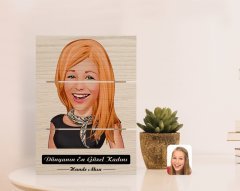 Kişiye Özel Dünyanın En Güzel Kadını Karikatürlü Otantik Masaüstü Ahşap Palet Çerçeve-3