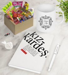 Kişiye Özel Kızkardeş Anlamı Nostaljik Lezzetler Defter Kalem Kupa Hediye Seti