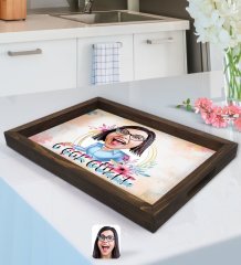 Kişiye Özel O Çok Güzel Karikatürlü Doğal Ahşap Tepsi-1