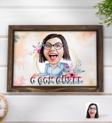 Kişiye Özel O Çok Güzel Karikatürlü Doğal Ahşap Tepsi-1