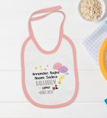 BK Kids Kişiye Özel Babaannem Tasarımlı Pembe Bebek Body Zıbın ve Mama Önlüğü Hediye Seti