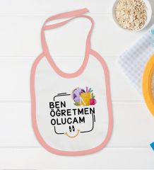 BK Kids Öğretmen Olucam Tasarımlı Pembe Bebek Body Zıbın ve Mama Önlüğü Hediye Seti-1