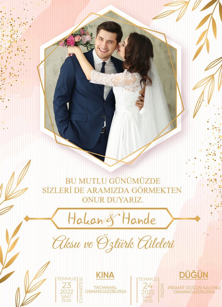 Kişiye Özel Fotoğraflı Bitmeyen Düğün Davetiyesi Model 39