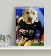 Evcil Dostlara Özel Amerikan Futbolcusu Tasarımlı Portre Kanvas Tablo 30x50cm-8