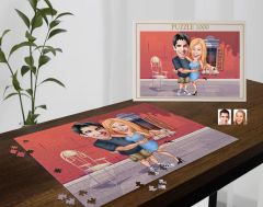 BK Gift Kişiye Özel Sevgililer Karikatürlü 1000 Parça Profesyonel Puzzle-11