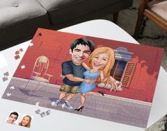 BK Gift Kişiye Özel Sevgililer Karikatürlü 1000 Parça Profesyonel Puzzle-11