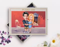 BK Gift Kişiye Özel Sevgililer Karikatürlü 1000 Parça Profesyonel Puzzle-11