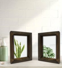 Bk Gift Banyo Dekoratif 2'li Doğal Masif Ahşap Çerçeve 15x20cm-16