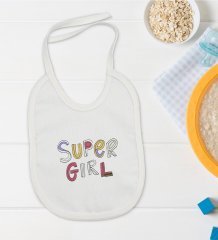 BK Kids Super Girl Tasarımlı Bebek Mama Önlüğü - Model 1