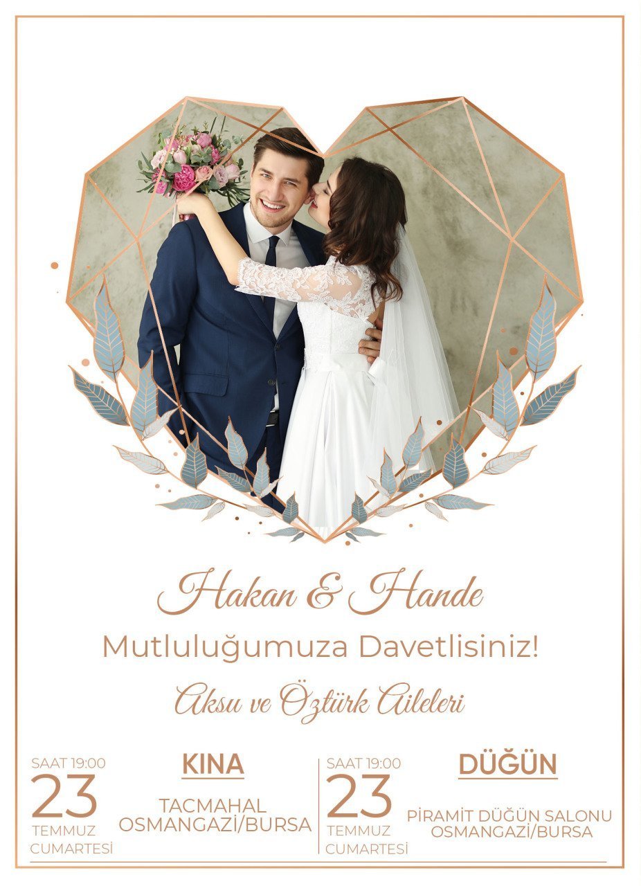 Kişiye Özel Fotoğraflı Bitmeyen Düğün Davetiyesi Model 36