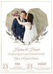 Kişiye Özel Fotoğraflı Bitmeyen Düğün Davetiyesi Model 36