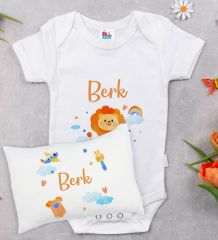 BK Kids Kişiye Özel 11 Parça Beyaz Hastane Çıkışı Body Zıbın Battaniye ve Yastık Hediye Seti-7