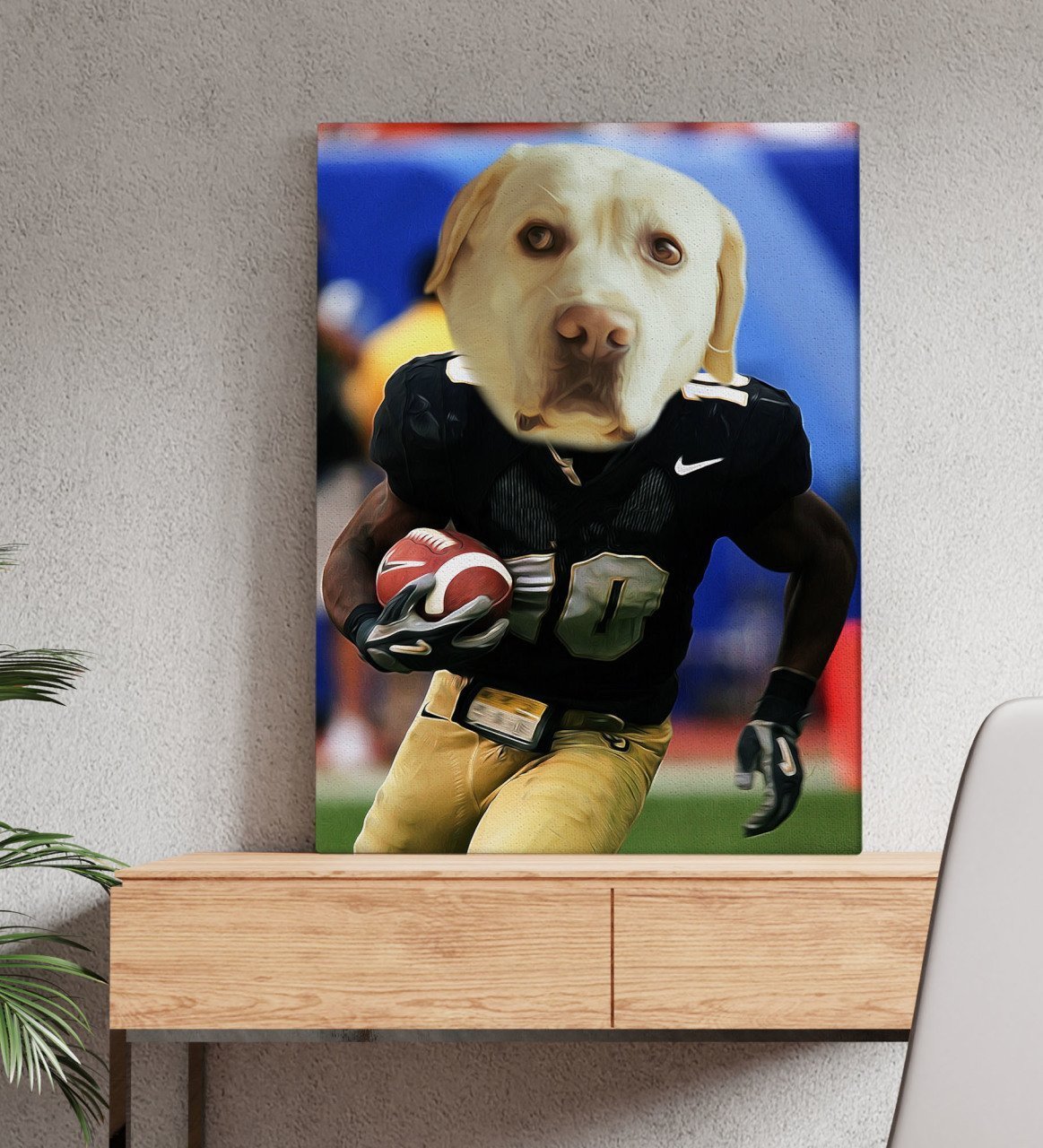 Evcil Dostlara Özel Amerikan Futbolcusu Tasarımlı Portre Kanvas Tablo 50x70cm-8