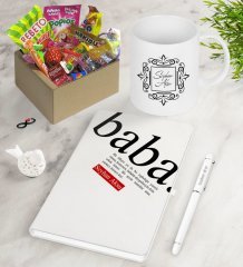 Kişiye Özel Baba Anlamı Nostaljik Lezzetler Defter Kalem Kupa Hediye Seti