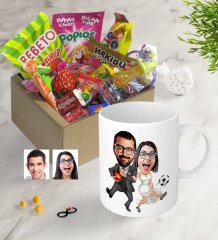 Kişiye Özel Sevgililer Karikatürlü Nostaljik Lezzetler Kupa Seti-15